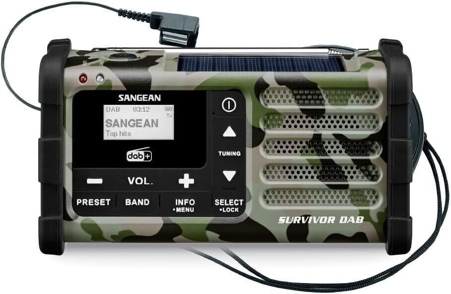 SANGEAN MMR88DAB - MMR-88DAB Camouflage – Tragbares DAB+/FM-Radio mit Solar- und Handkurbelbetrieb