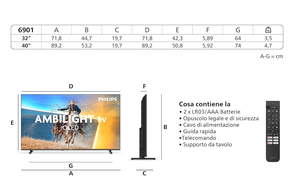 PHILIPS 32PQS6901 - QLED TV 32" FHD Ambilight