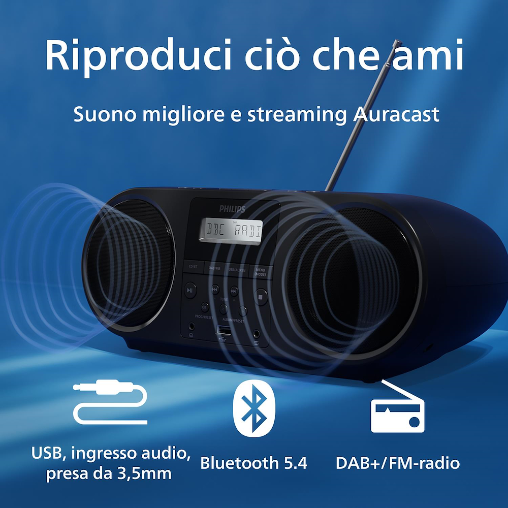 PHILIPS TAZ6000 - CD/RADIO DAB+ Schwarz