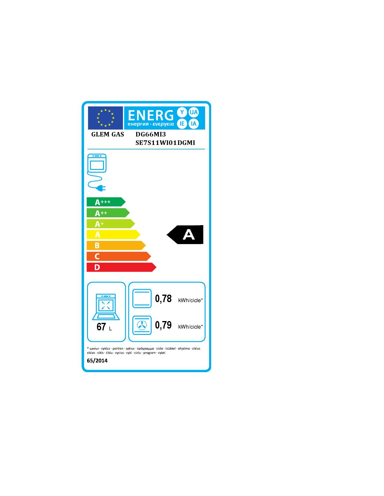 GLEM GAS DG66MI3 - 60CM Küchenherd mit Elektrobackofen