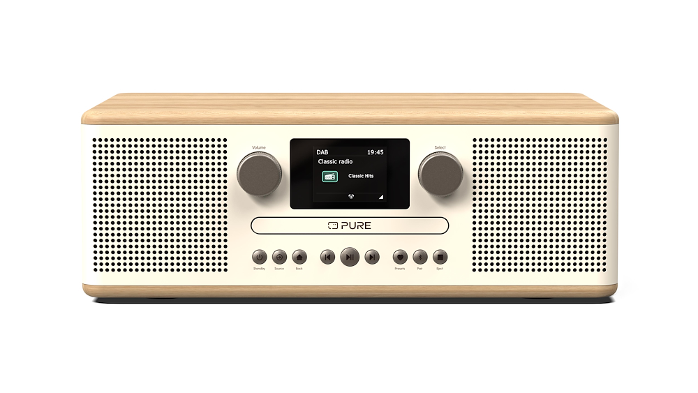 PURE 252984 - Elegante und kompakte DAB+/FM Radioanlage COTTON WHITE/OAK
