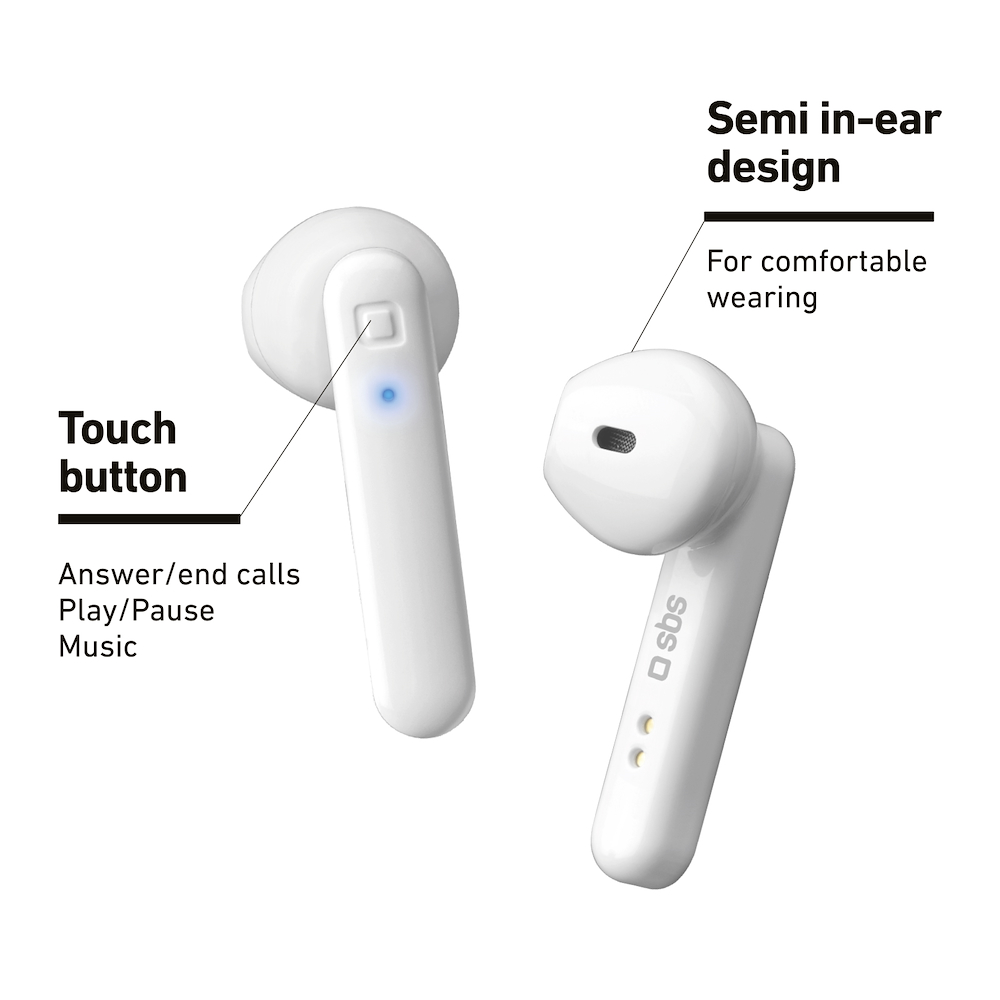 SBS TEEARLCDTWSBTW - Twin Hop LCD Kabellose In-Ear-Kopfhörer Weiß