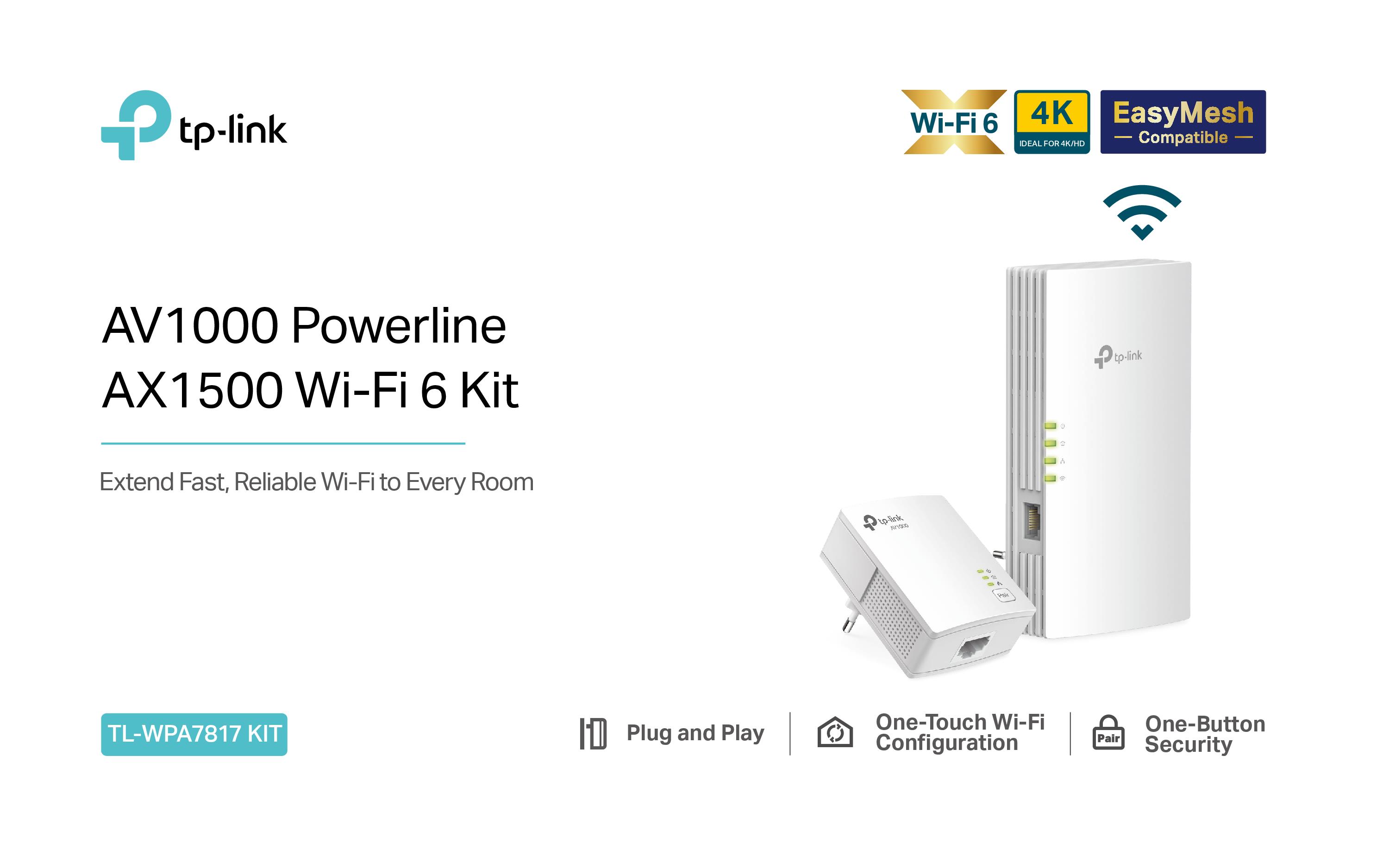 TP-LINK TLWPA7817KIT - Powerline Kit AV1000 mit Wi-Fi 6 AX1500