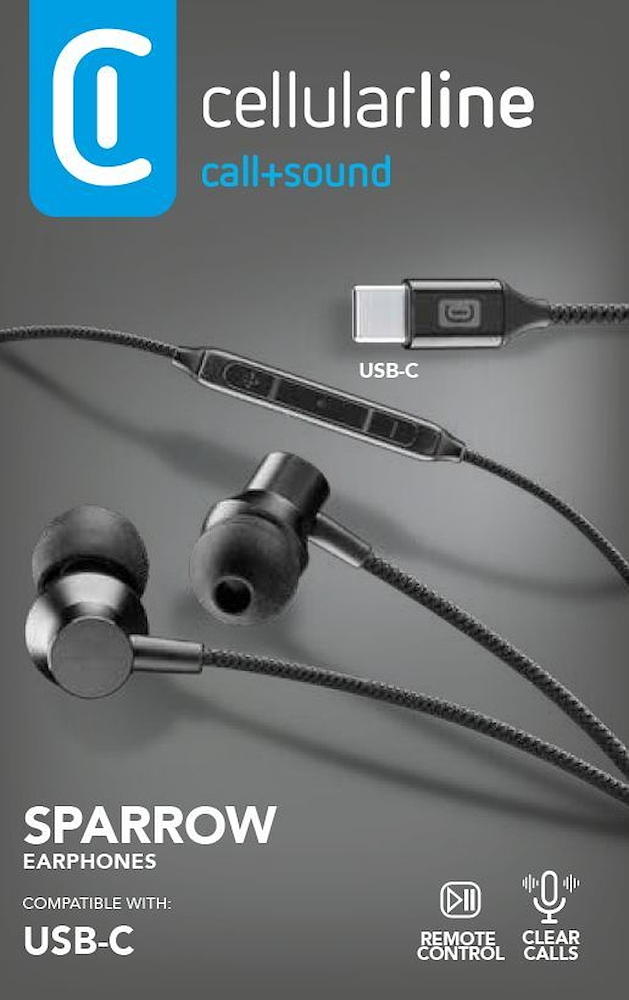 CELLULAR LINE AUSPARROWTYPECK - In-Ear Kopfhörer Type-C Schwarz