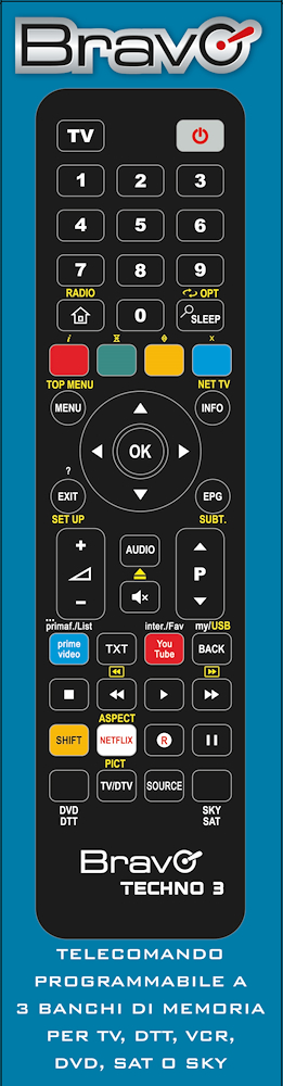 BRAVO TECHNO3 - Programmierbare Fernbedienung mit 3 Speicherplätzen
