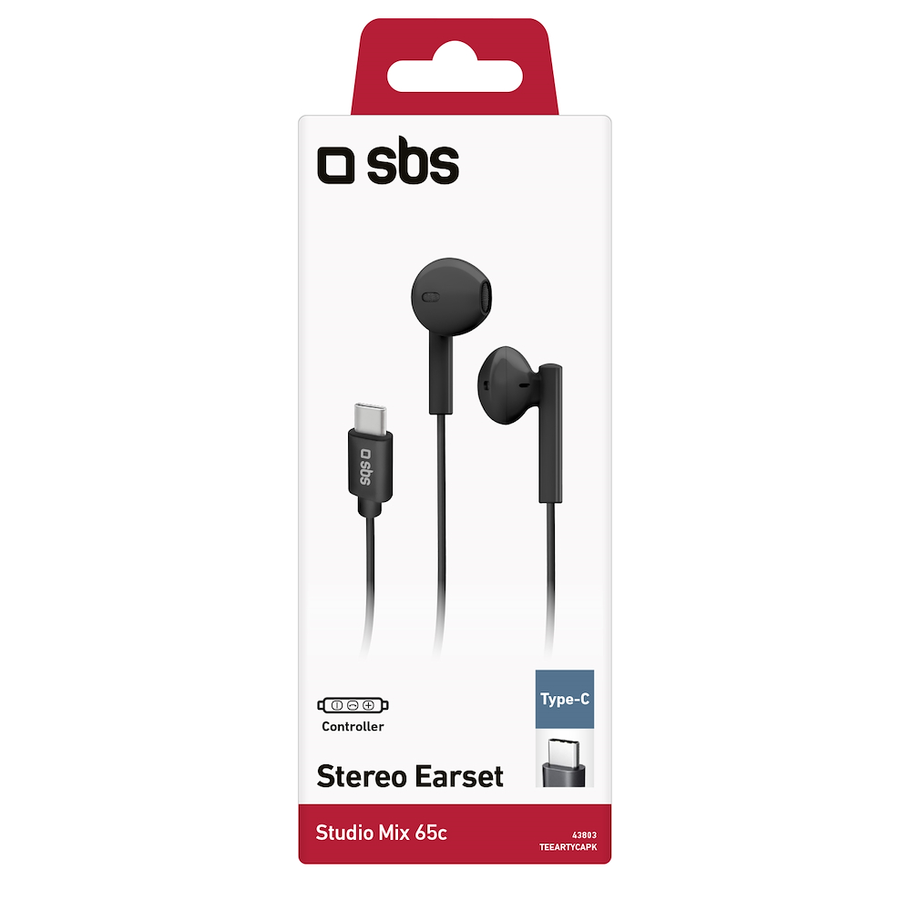 SBS TEEARTYCAPK - Semi In-Ear USB-C Kopfhörer Schwarz