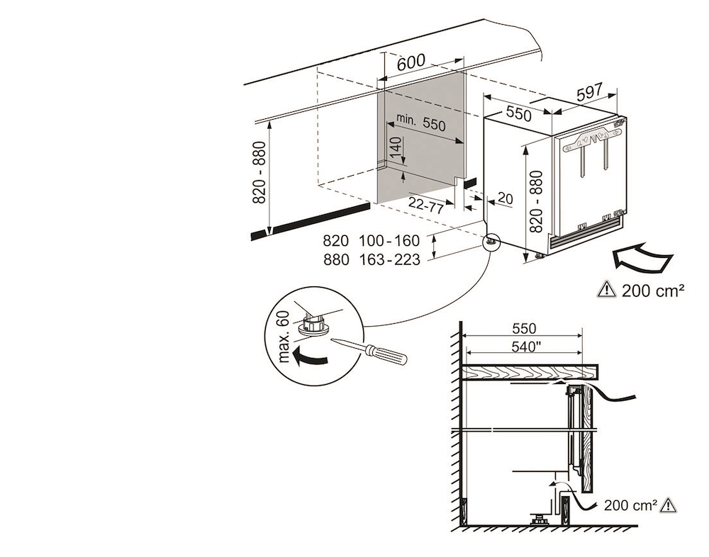 LIEBHERR UIK1510 - Tisch Kühlschrank 141LT