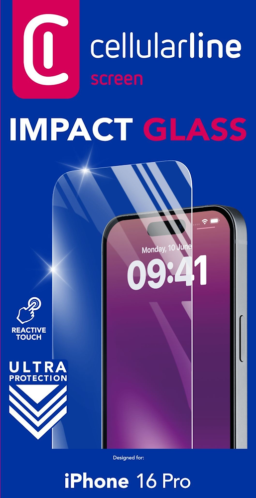 CELLULAR LINE TEMPGLASSIPH16PRO - Anti-Schock Glas für iPhone 16 Pro