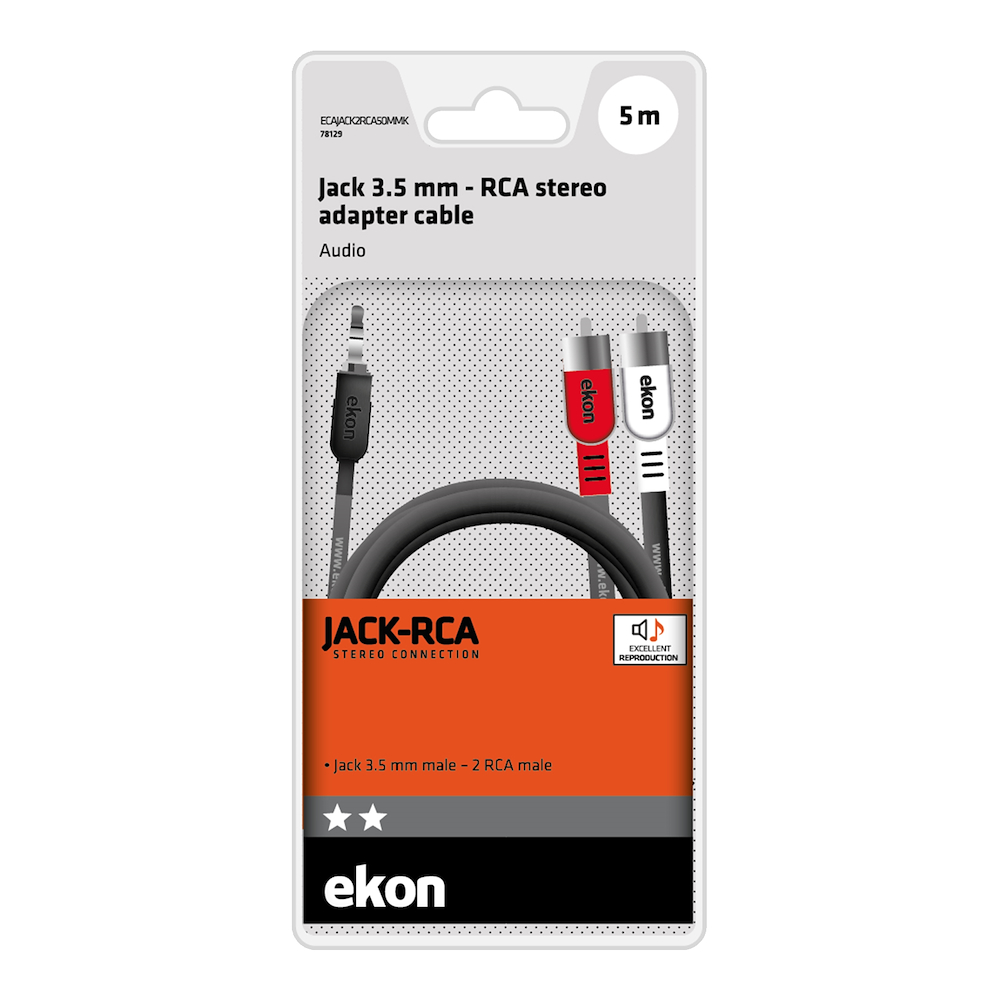 EKON ECAJACK2RCA50MMK - Audio-Kabel 3.5mm auf 2 RCA 5m
