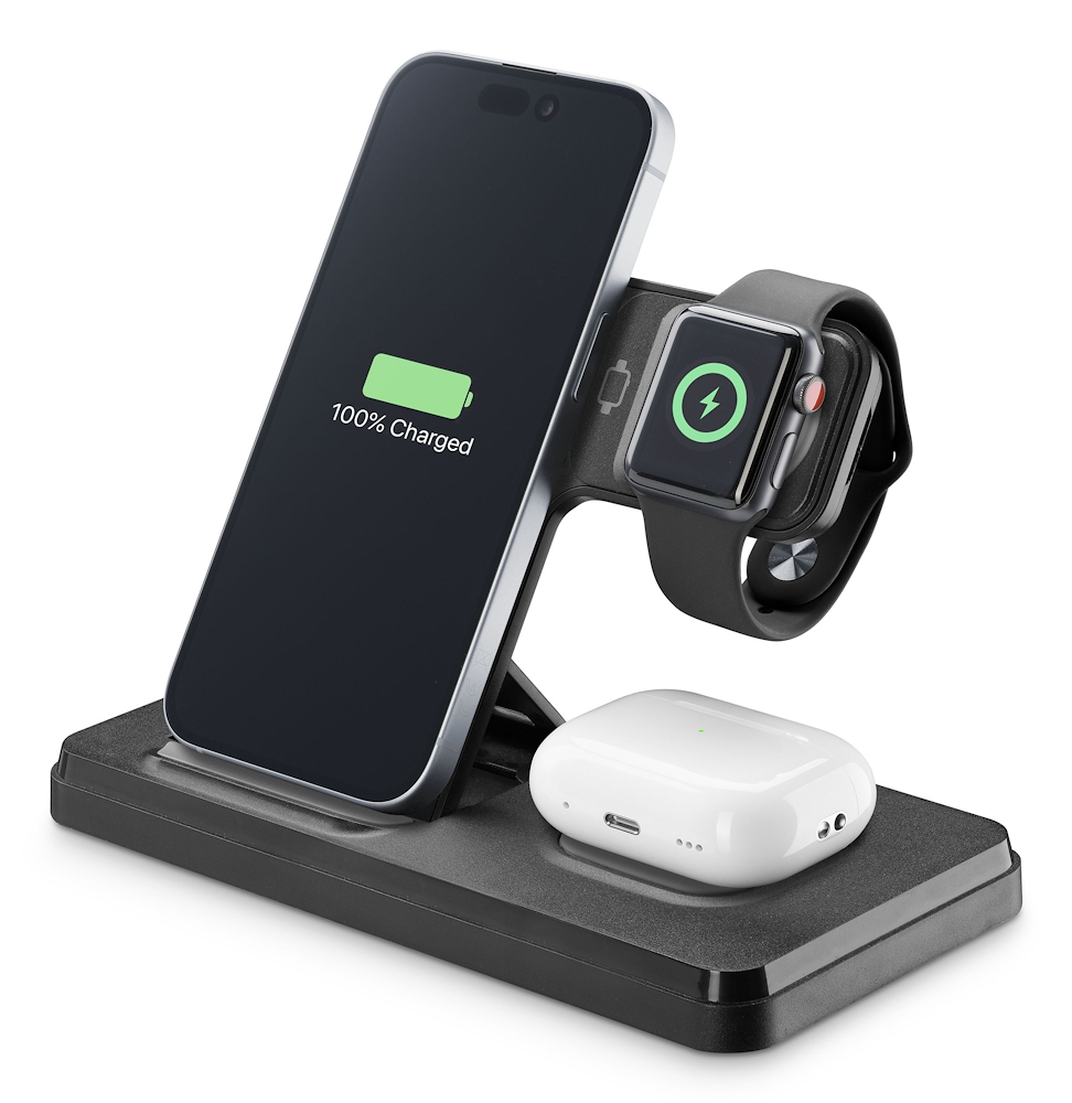 CELLULAR LINE WIRESTAND3IN1FBK - 3in1 Drahtlose Ladebasis 15W