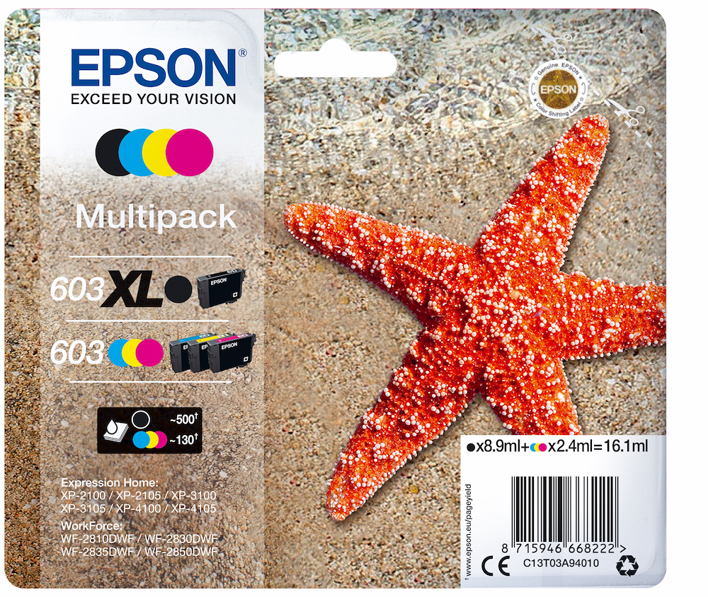 EPSON C13T03A94020 - C13T03A94020 0517622 CART.INK-JET STELLA MARINA 603 BLK XL+MAG/YEL/CIAN