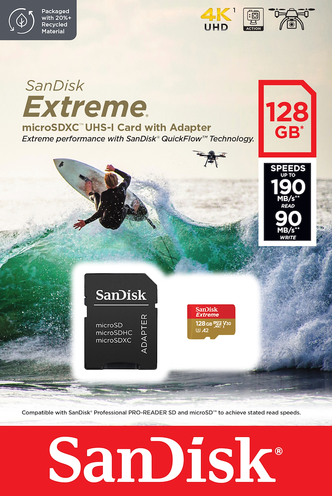 SANDISK SDSQXAA128GGN6AA - Micro SD 128GB Extreme mit Adapter