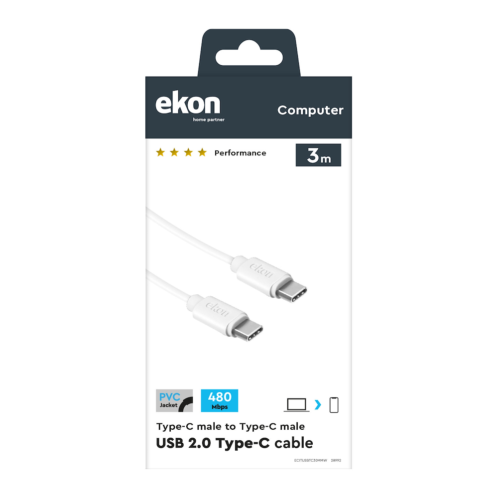 EKON ECITUSBTC30MMW - USB-C Kabel 3 Meter Weiß