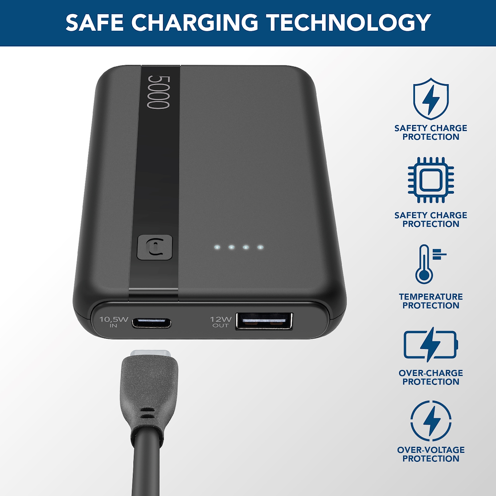 CELLULAR LINE PBENTRY5000K - 5000mAh USB-C Power Bank schwarz