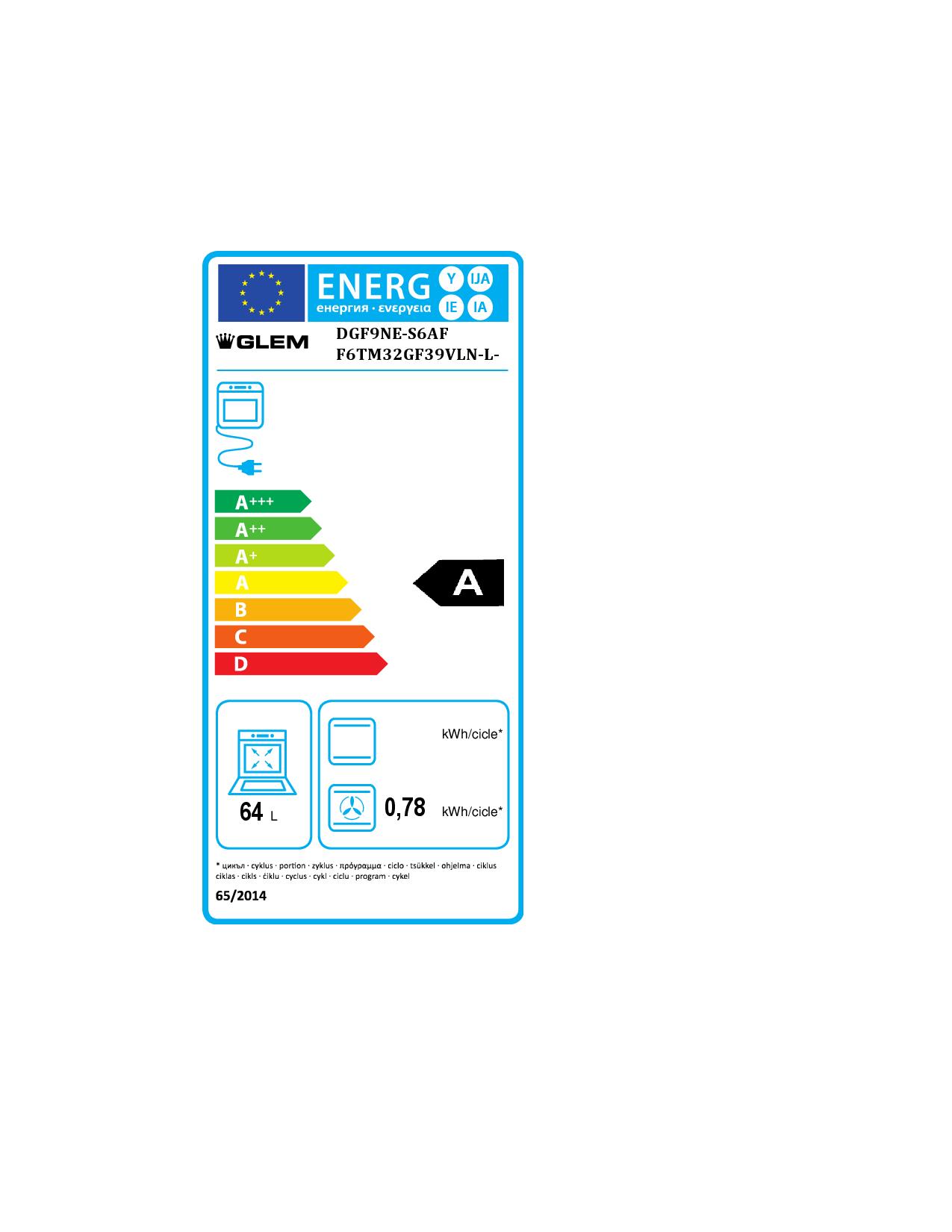 GLEM GAS DGF9NES6AF - Multifunktionsofen 60CM in Schwarz