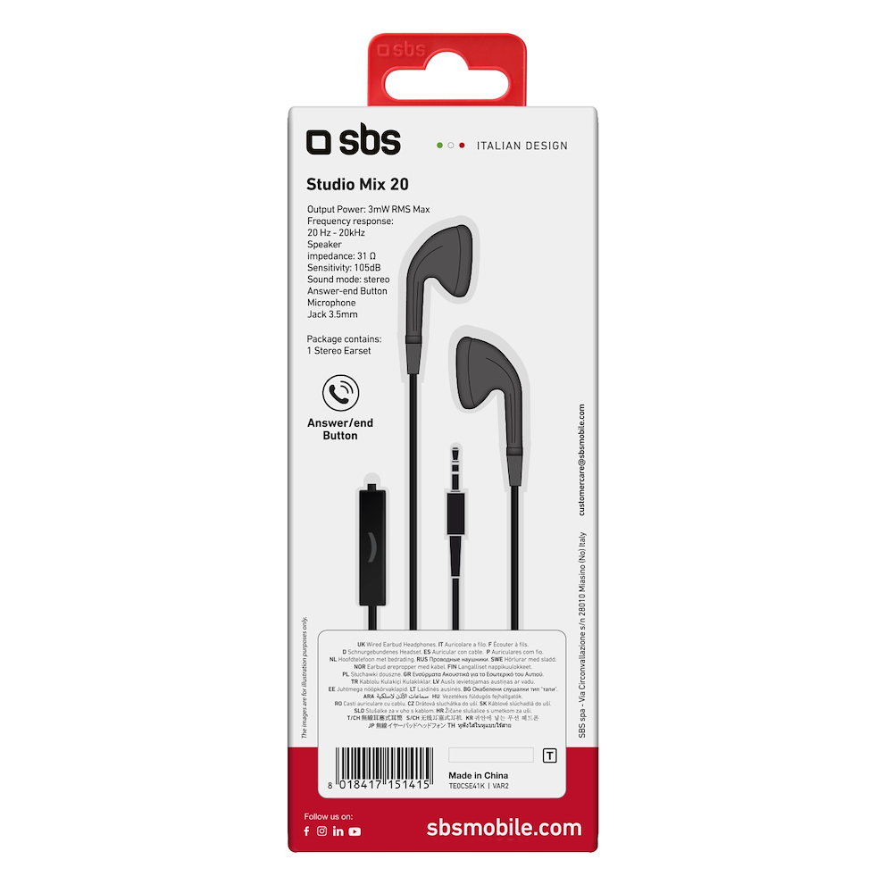 SBS TE0CSE41K - Stereo In-Ear-Kopfhörer mit Mikrofon