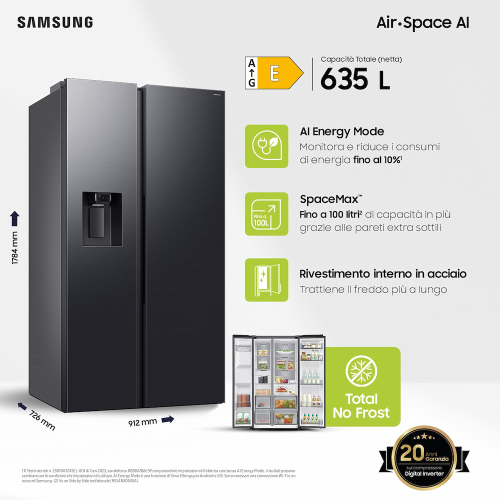 SAMSUNG RS70F64KEFEF - Side by Side Kühlschrank AI 635l