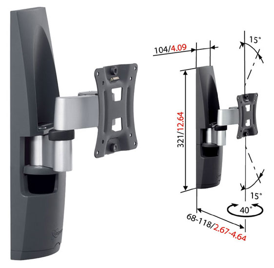 Supporto da parete Vogel's EFW 6125 per LCD 14-22" argento/nero