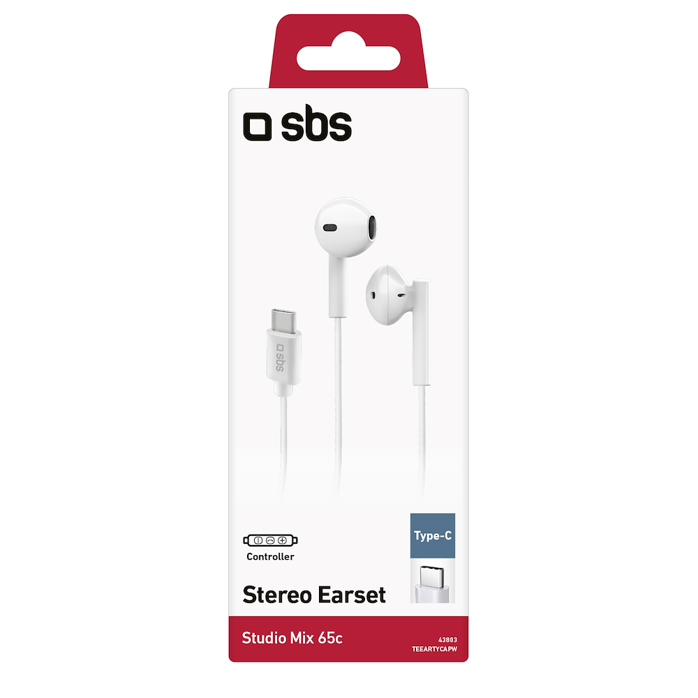 SBS TEEARTYCAPW - Halb In-Ear Kopfhörer USB-C Weiß