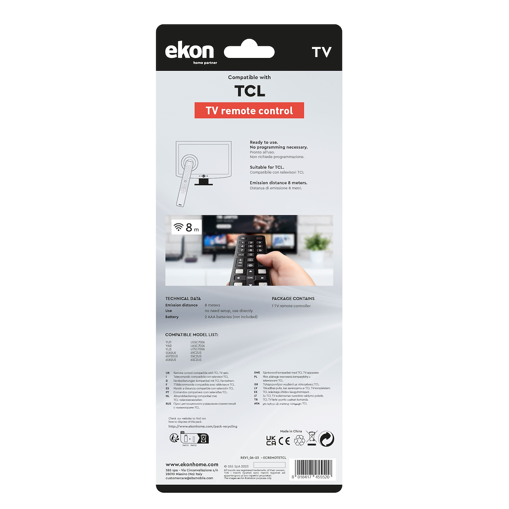 EKON ECREMOTETCL - Universelle Fernbedienung für TCL Fernseher