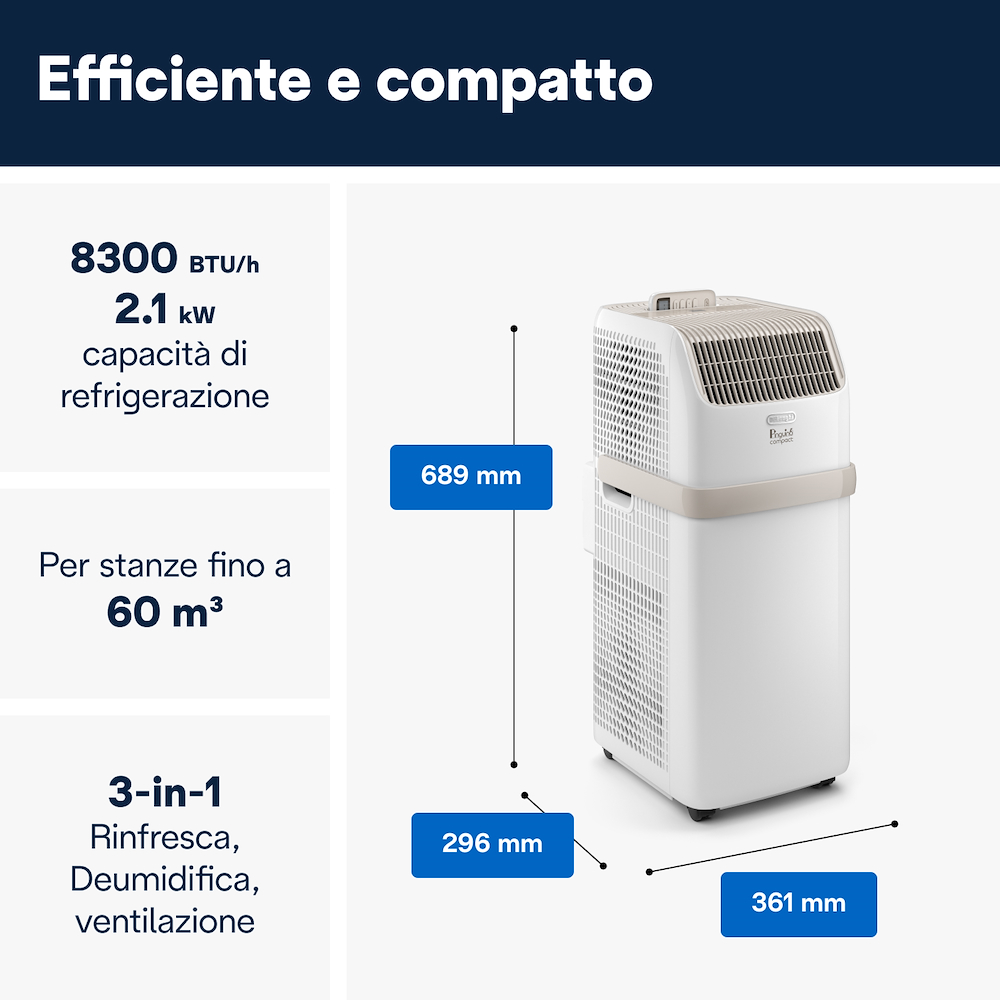 DE LONGHI PACES72CLASSIC - Mobiles Klimagerät 2.1KW Beige