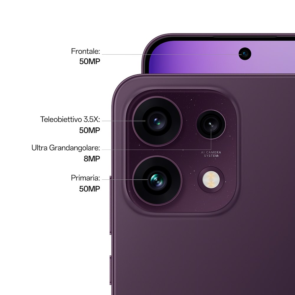 OPPO RENO16F5GPURPLEBLACK - Smartphone 5G mit Triple-Kamera