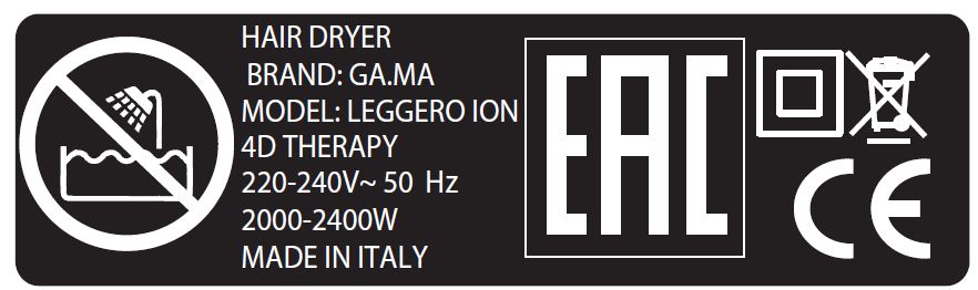 GAMA GH2003 - Leggero Ozone Ion 4D Haartrockner