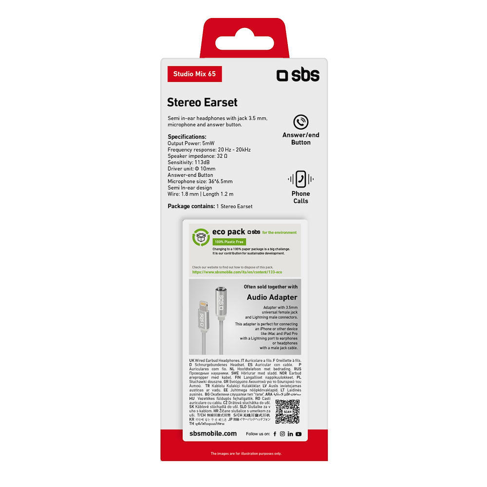 SBS TEEARSETMIX65W - Studio Mix 65 Kopfhörer mit Mikrofon