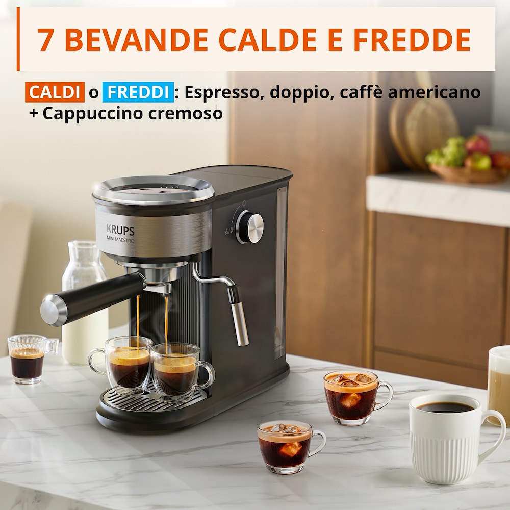 KRUPS XP350D 0769859 M.CAFFE' ESPRESSO 0.6LT 20BAR MINIMAESTRO NER/INOX