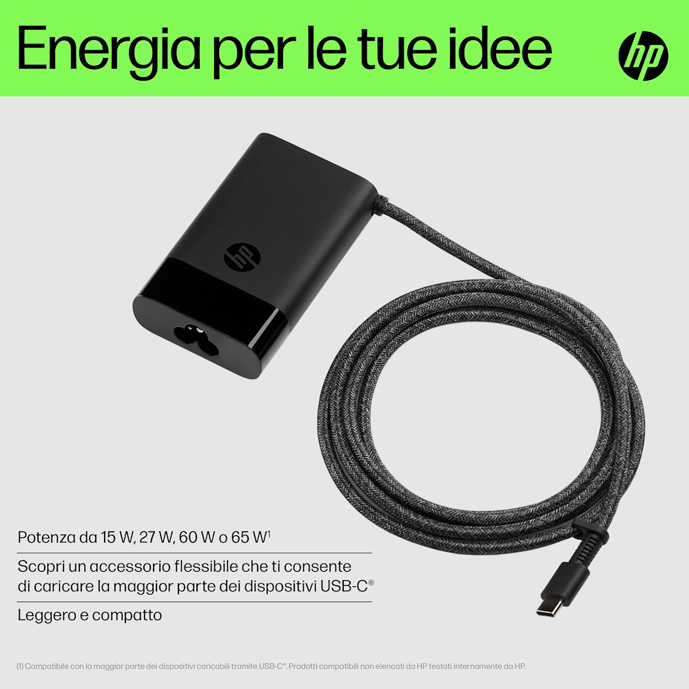 HP 671R2AA - Kompakter USB-C Netzadapter 65W