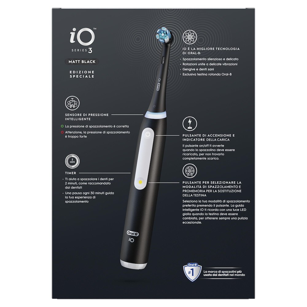 ORAL-B IO3STRIPPED - Elektrische Zahnbürste Schwarz mit Etui