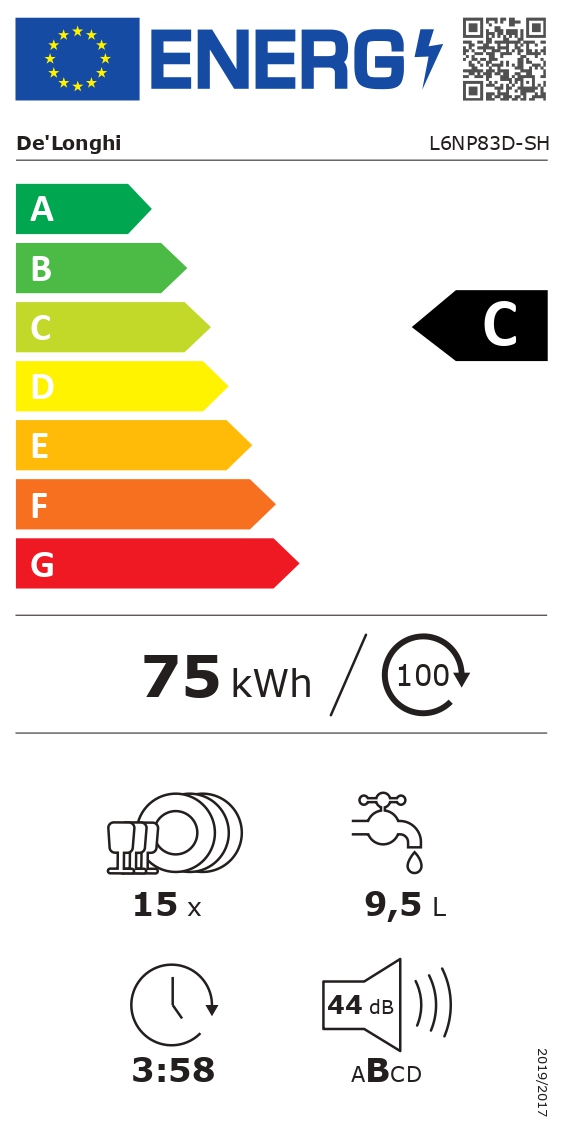 DE LONGHI L6NP83DSH - Geschirrspüler 3 Körbe Klasse C