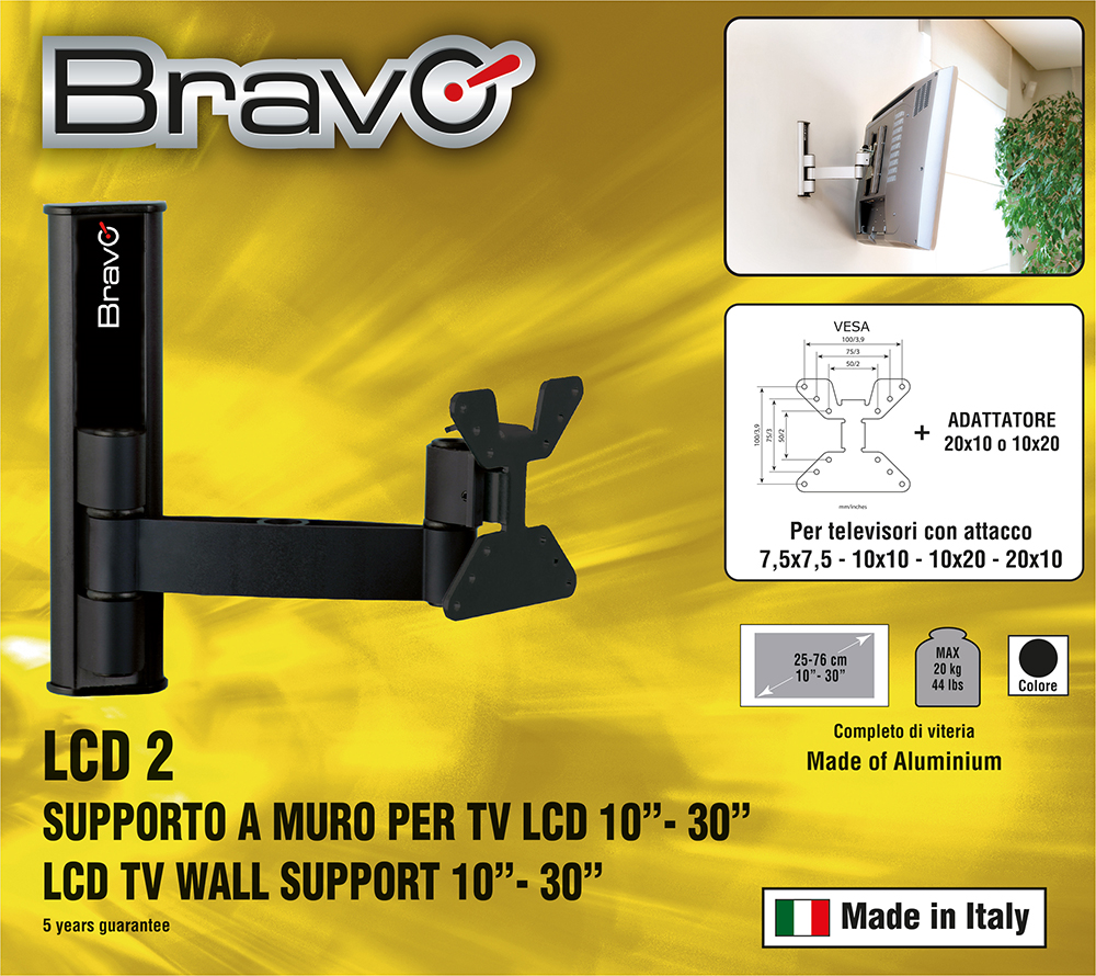 BRAVO LCD2BLACK - Aluminium TV Halterung für 10" bis 30"