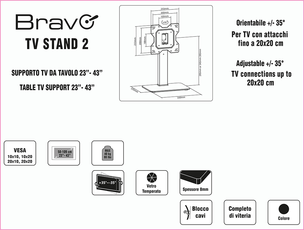 BRAVO 92402641 - TV Ständer für 23-43 Zoll