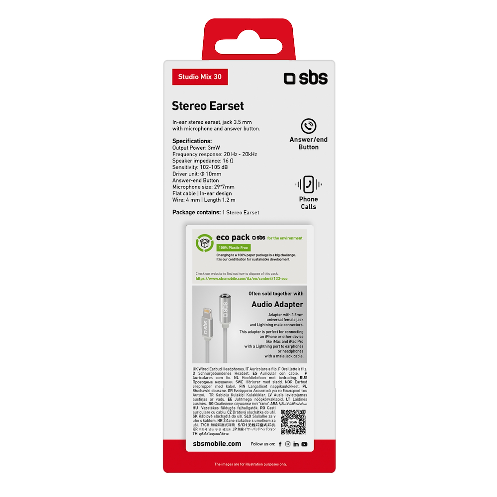 SBS TEFLAT2INEARK - Stereo Mix 30 In-Ear Kopfhörer