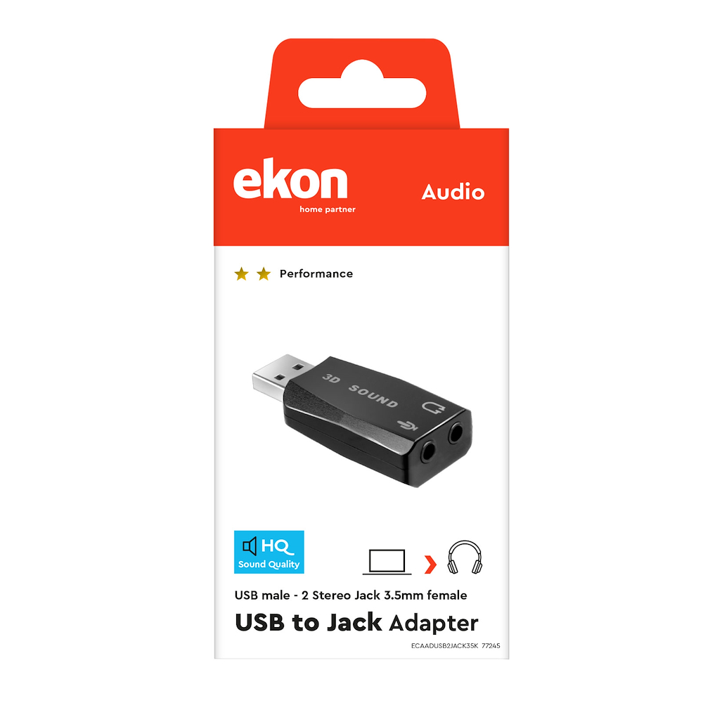EKON ECAADUSB2JACK35K - Audio USB Adapter auf 2 Jack 3.5 mm