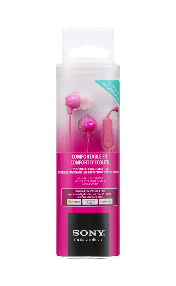 SONY MDREX15APPI - Sony MDR-EX15AP In-Ear-Kopfhörer mit Mikrofon Pink