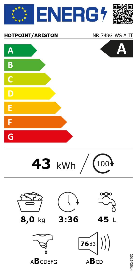 HOTPOINT-ARISTON NR748GWSAIT - Hotpoint Ariston 8kg Stand-Waschmaschine
