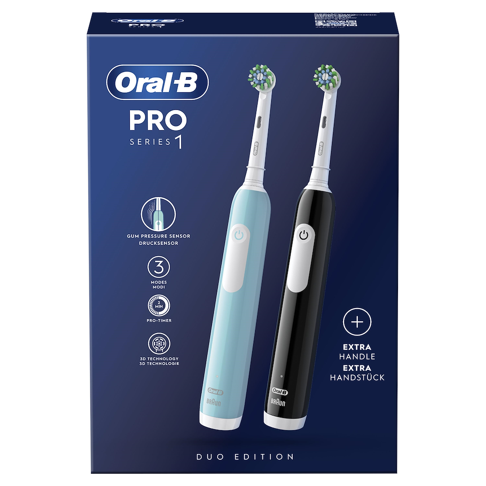 ORAL-B PRO1DUOBLACKBLU - Oral-B Pro 1 Duo Elektrische Zahnbürste Schwarz/Blau