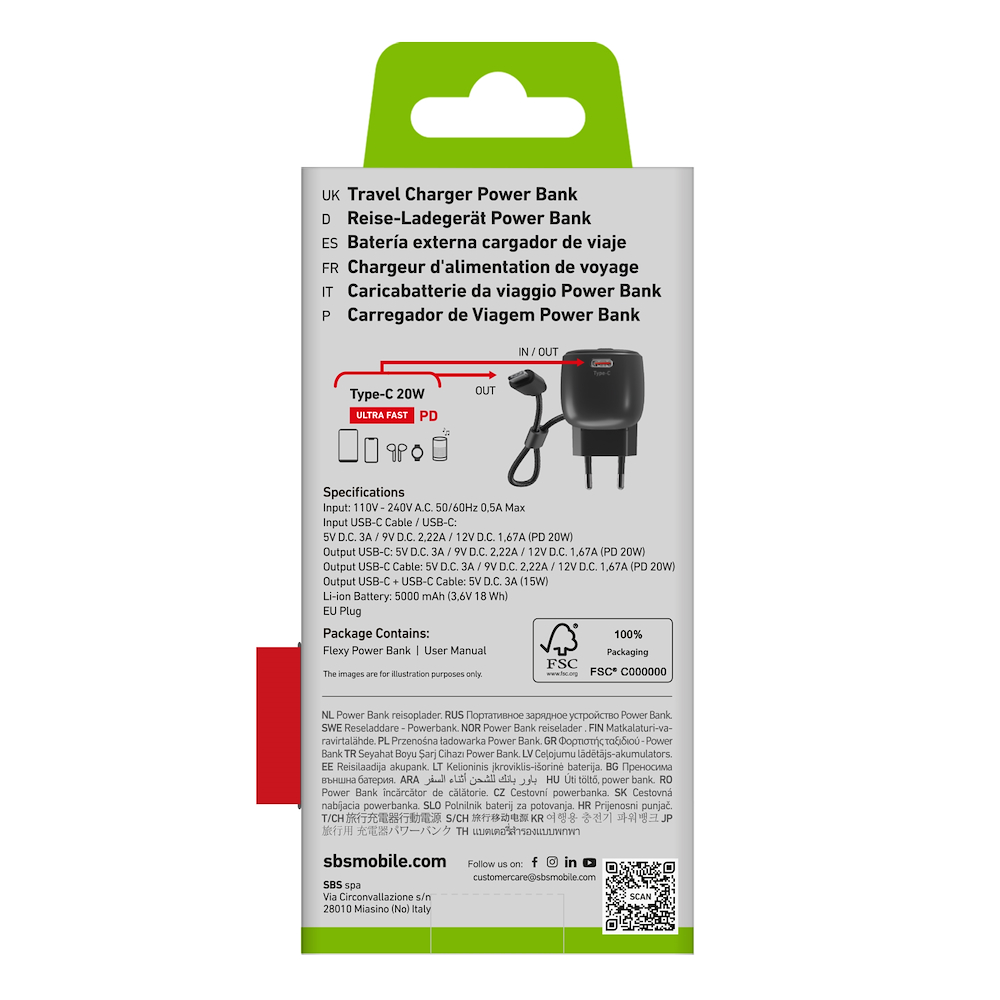 SBS TETRBB5000PD20 - 2-in-1 Powerbank für Reisen