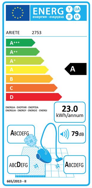 ARIETE 2753 - Staubsauger ohne Beutel 700W Klasse A