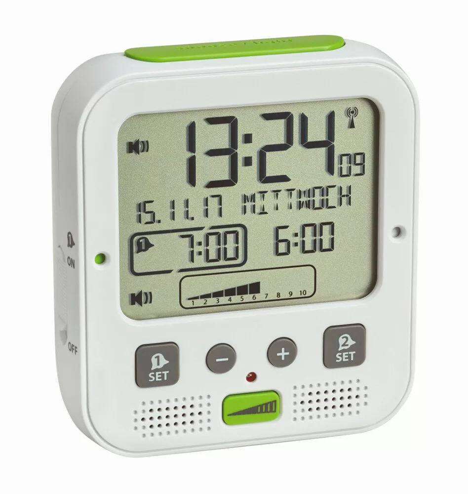 TFA TF60253802 - Dostmann Sveglia Radiocontrollata BOOM con allarme extra forte e cuscinetto vibrante