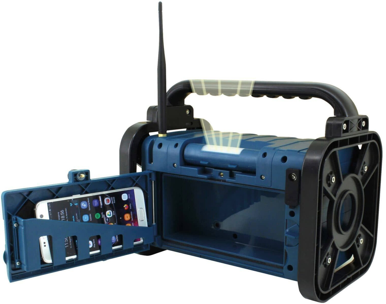 SOUNDMASTER DAB85BL - DAB85BL – Robustes Baustellenradio mit DAB+, Bluetooth, AUX und LED-Arbeitsleuchte