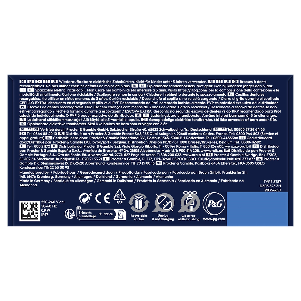 ORAL-B PRO1DUOBLACKBLU - Oral-B Pro 1 Duo Elektrische Zahnbürste Schwarz/Blau