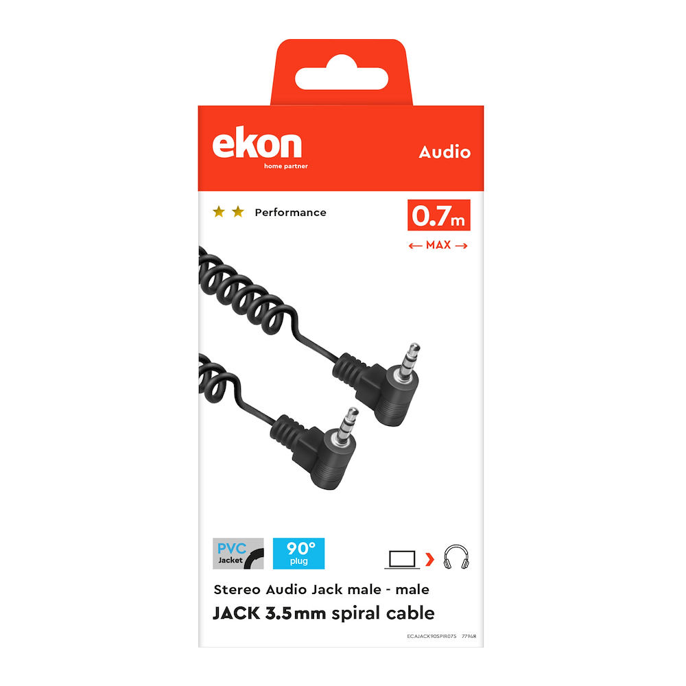 EKON ECAJACK90SPIR075 - 3,5 mm Spiral Audio Kabel