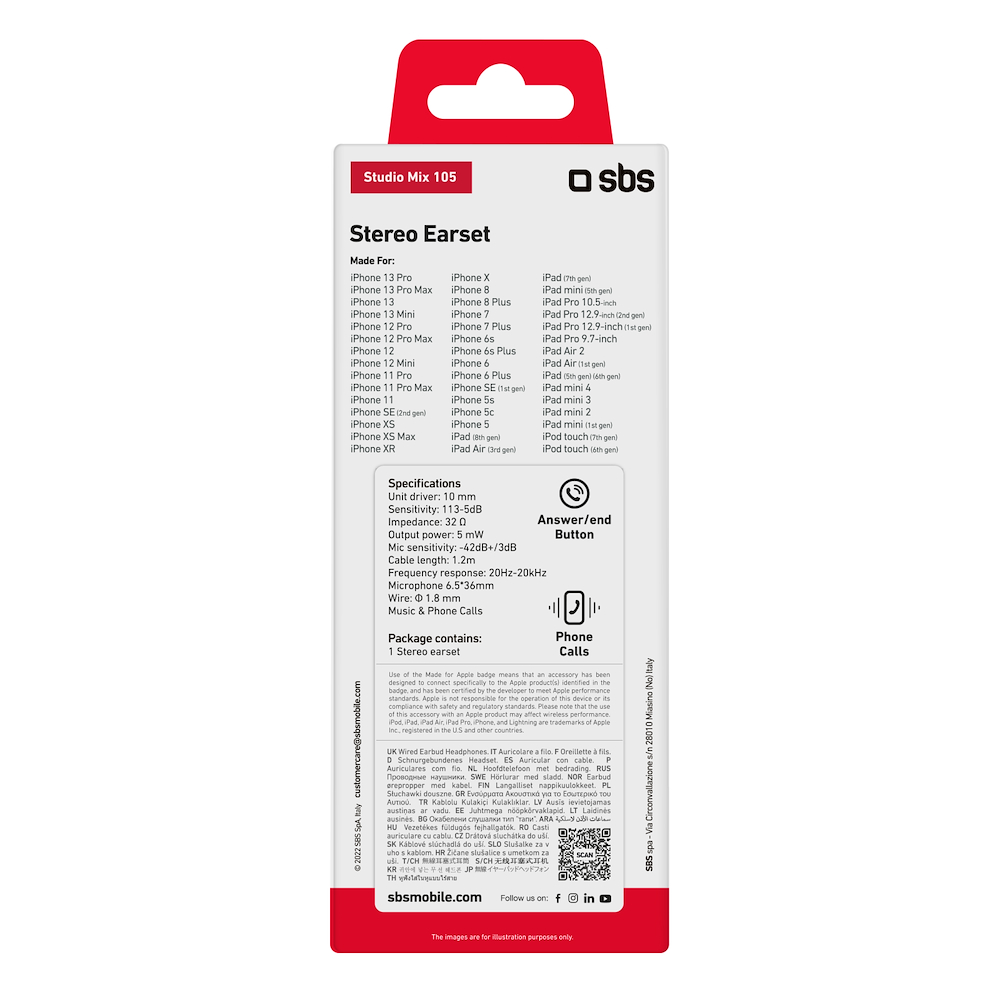 SBS TEEARLIGHAPW - Halb In-Ear Kopfhörer Lightning Weiß