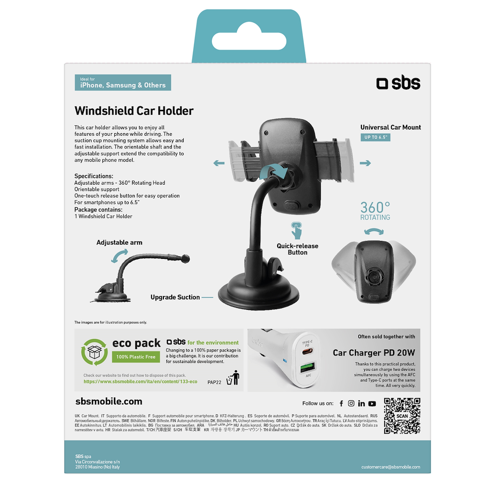 SBS TE0UCH20W - Auto Halterung mit Saugnapf