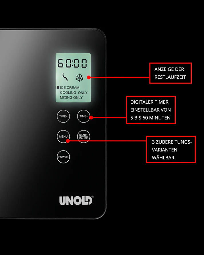 UNOLD Eismaschine Gusto 180W 2L edelstahl-schwarz