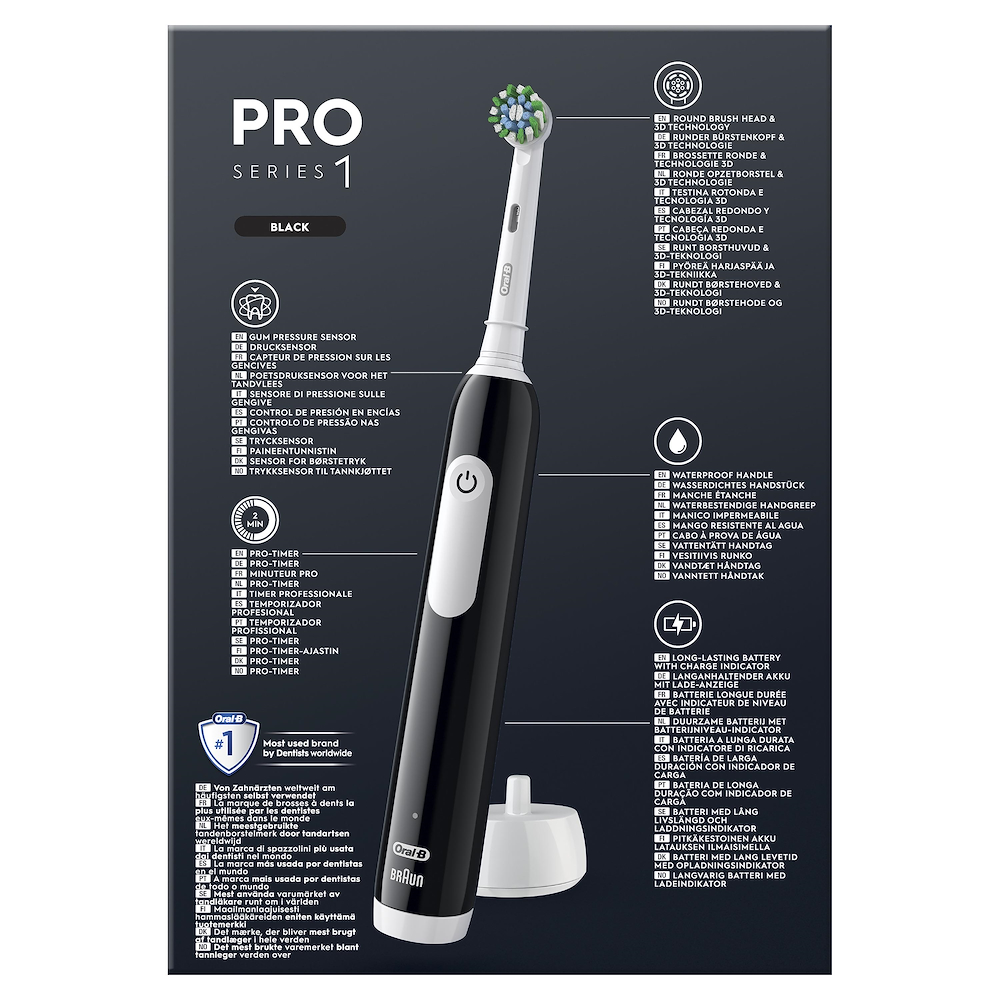 ORAL-B PRO1BLACKTRAVELCASE - Oral-B Pro 1 Elektrische Zahnbürste Schwarz mit Reiseetui