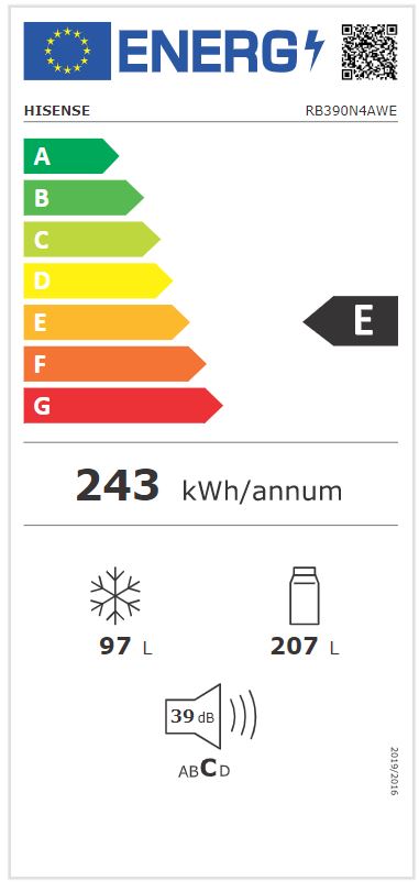 HISENSE RB390N4AWE - Hisense Kombi Kühlschrank 300L